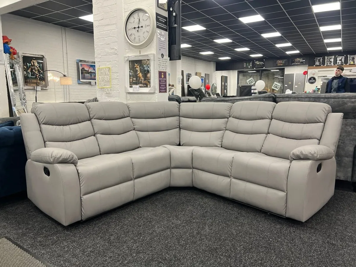 Roma Manual Corner Leather Recliner Sofa - Image 4