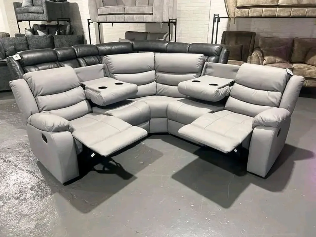 Roma Manual Corner Leather Recliner Sofa - Image 1