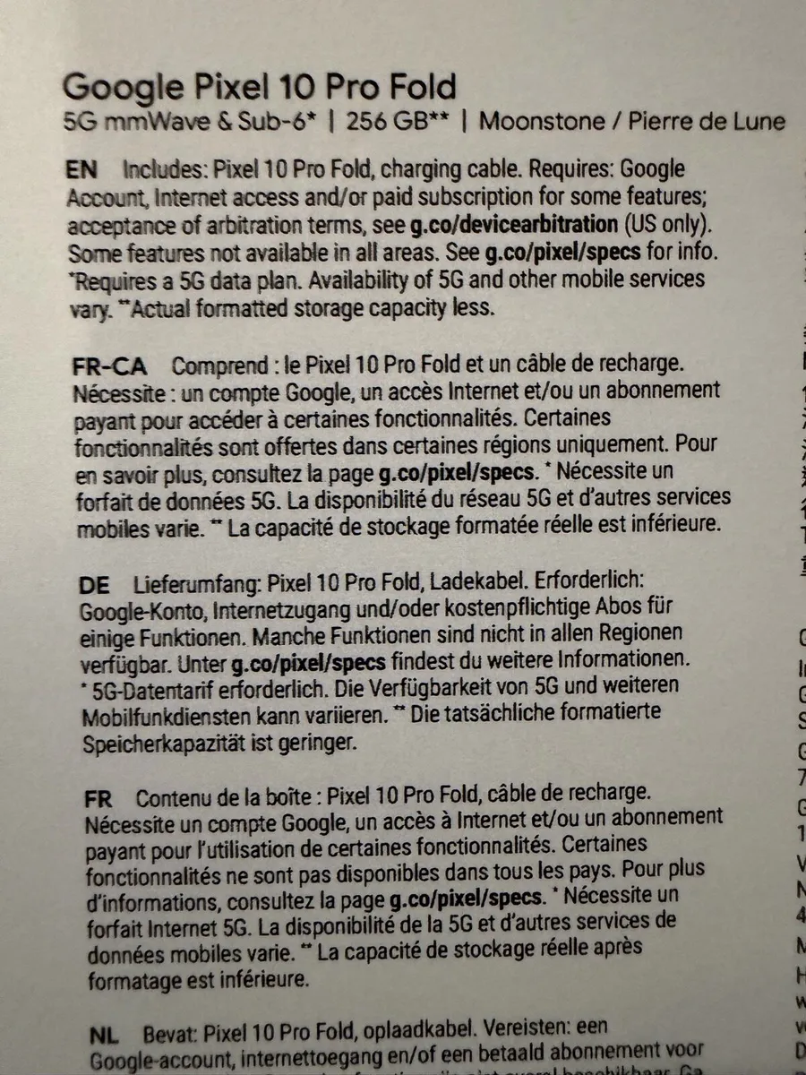 Google Pixel 10 Pro Fold 256GB Sealed RECEIPT - Image 2