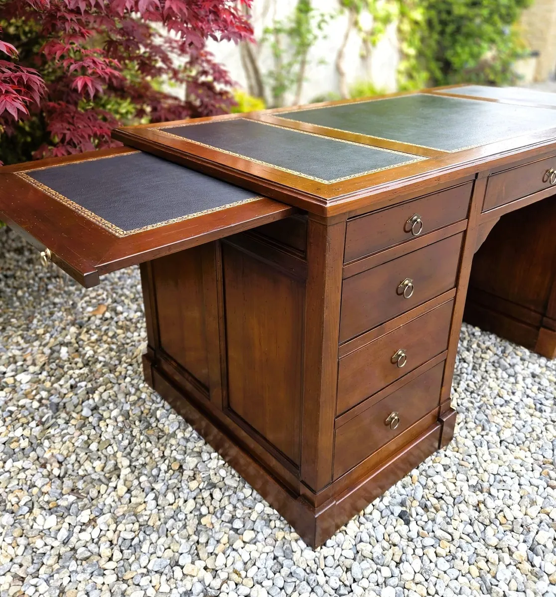 Large French Cherrywood Twin Pedestal Desk - Image 3