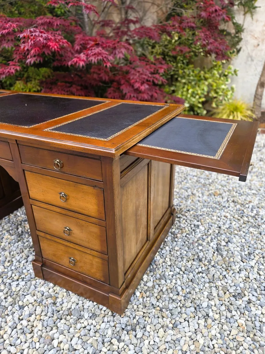 Large French Cherrywood Twin Pedestal Desk - Image 4