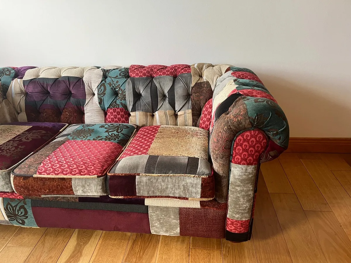 Vintage Patchwork Chesterfield Couch Sofa 3 seater - Image 4