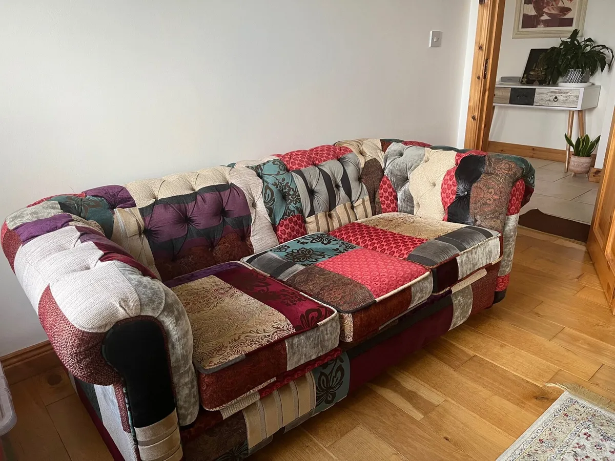 Vintage Patchwork Chesterfield Couch Sofa 3 seater - Image 3
