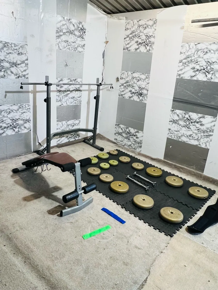 RACK BENCH WEIGHTS BARBELL DUMBBELLS MATS - Image 3