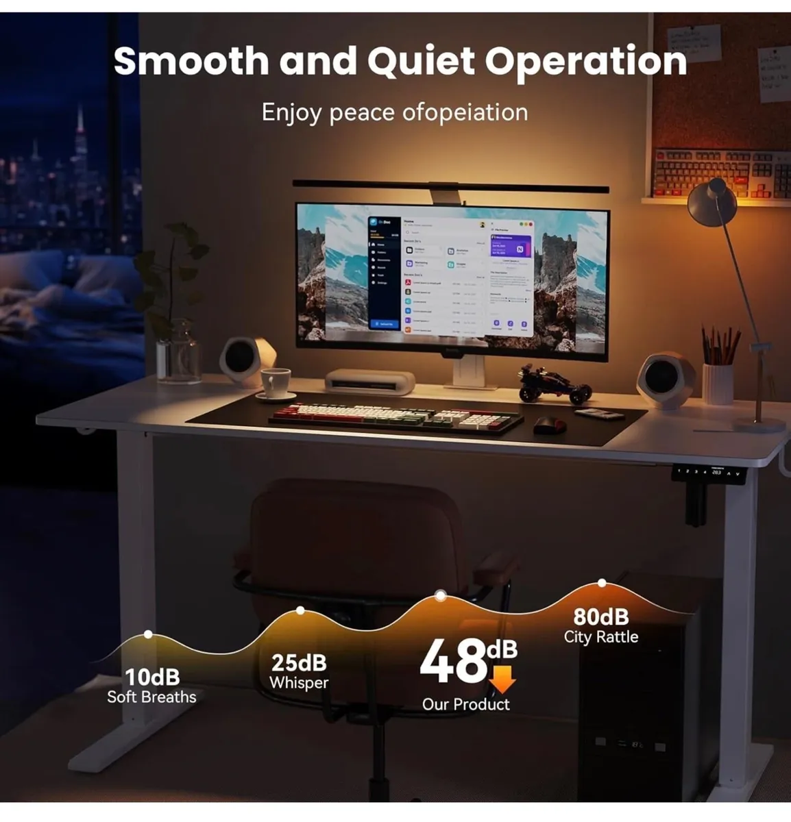 140 x 60 cm Standing Desk, Electric Height Adjusta - Image 2