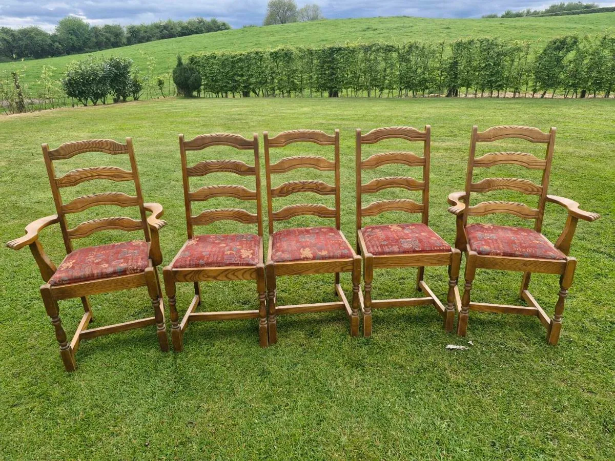 5 SOLID OAK CHAIRS - Image 2