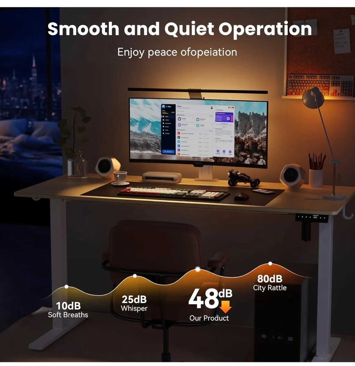 140 x 60 cm Standing Desk, Electric Height Adjusta - Image 2