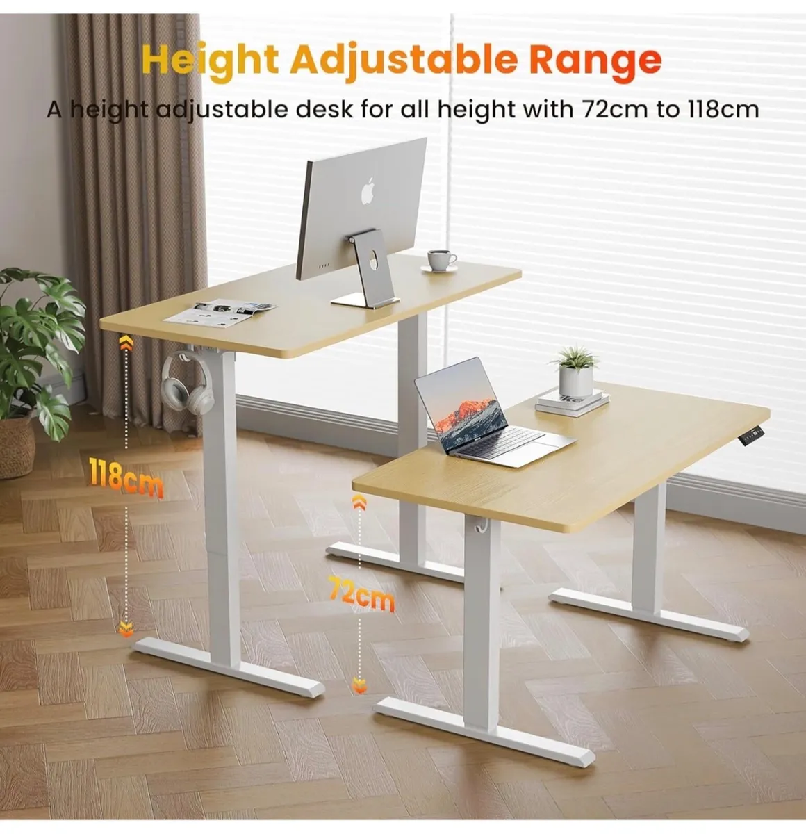 140 x 60 cm Standing Desk, Electric Height Adjusta - Image 1
