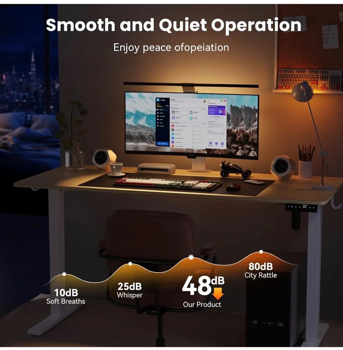 120 x 60 cm Standing Desk, Electric Height Adjusta - Image 3