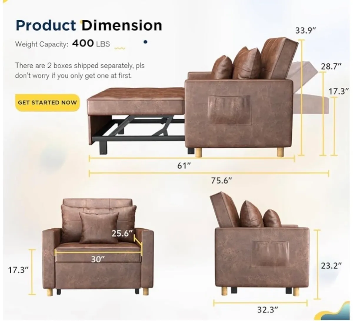 One seater chair/Sofa bed - Image 2