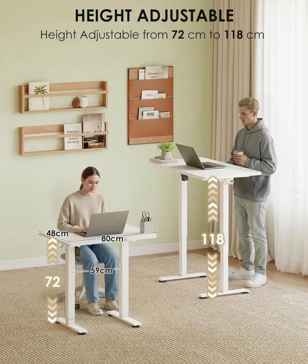Standing Desk, 80cm Small Height Adjustable Desk w - Image 4