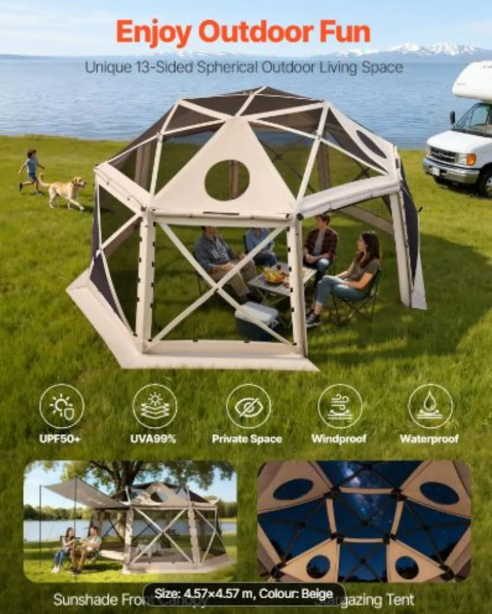 Pop up Gazebo Screen Tent, 4.57 x 4.57 m, 13-Side - Image 4