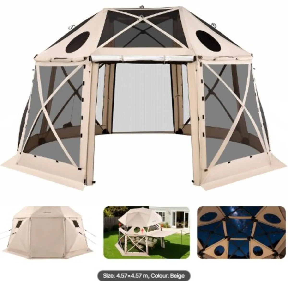 Pop up Gazebo Screen Tent, 4.57 x 4.57 m, 13-Side - Image 1