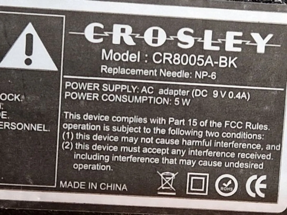 CROSLEY Turntable Record Player, Model CR8005A-BK - Image 4