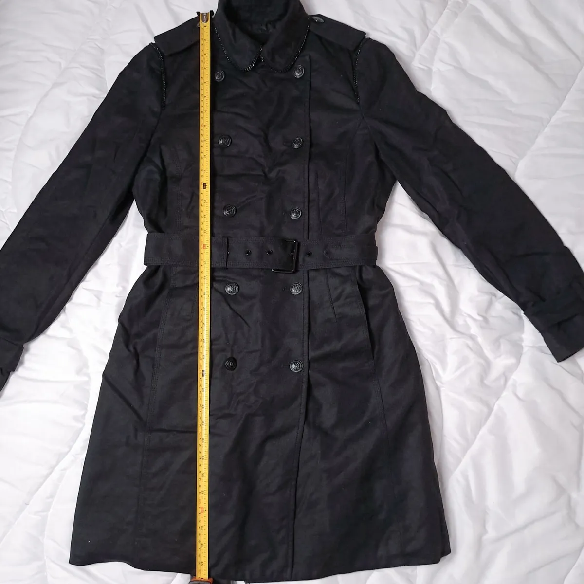 Zara Black Long Trench Coat Size M - Image 2