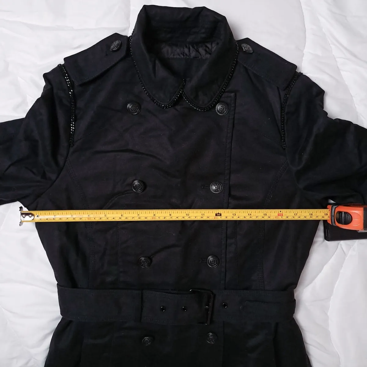 Zara Black Long Trench Coat Size M - Image 3