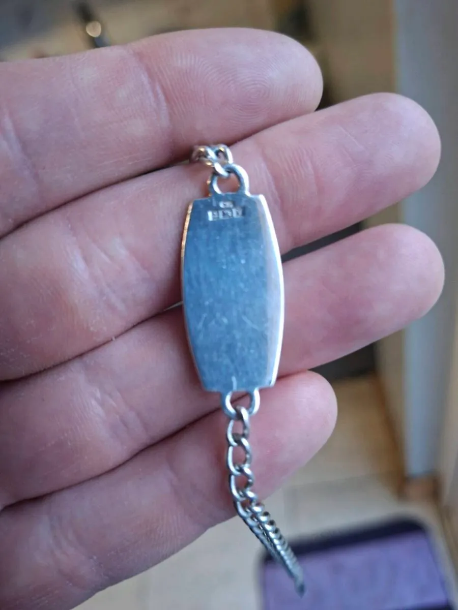 Vintage stamped Silver Identity Bracelet - Image 1