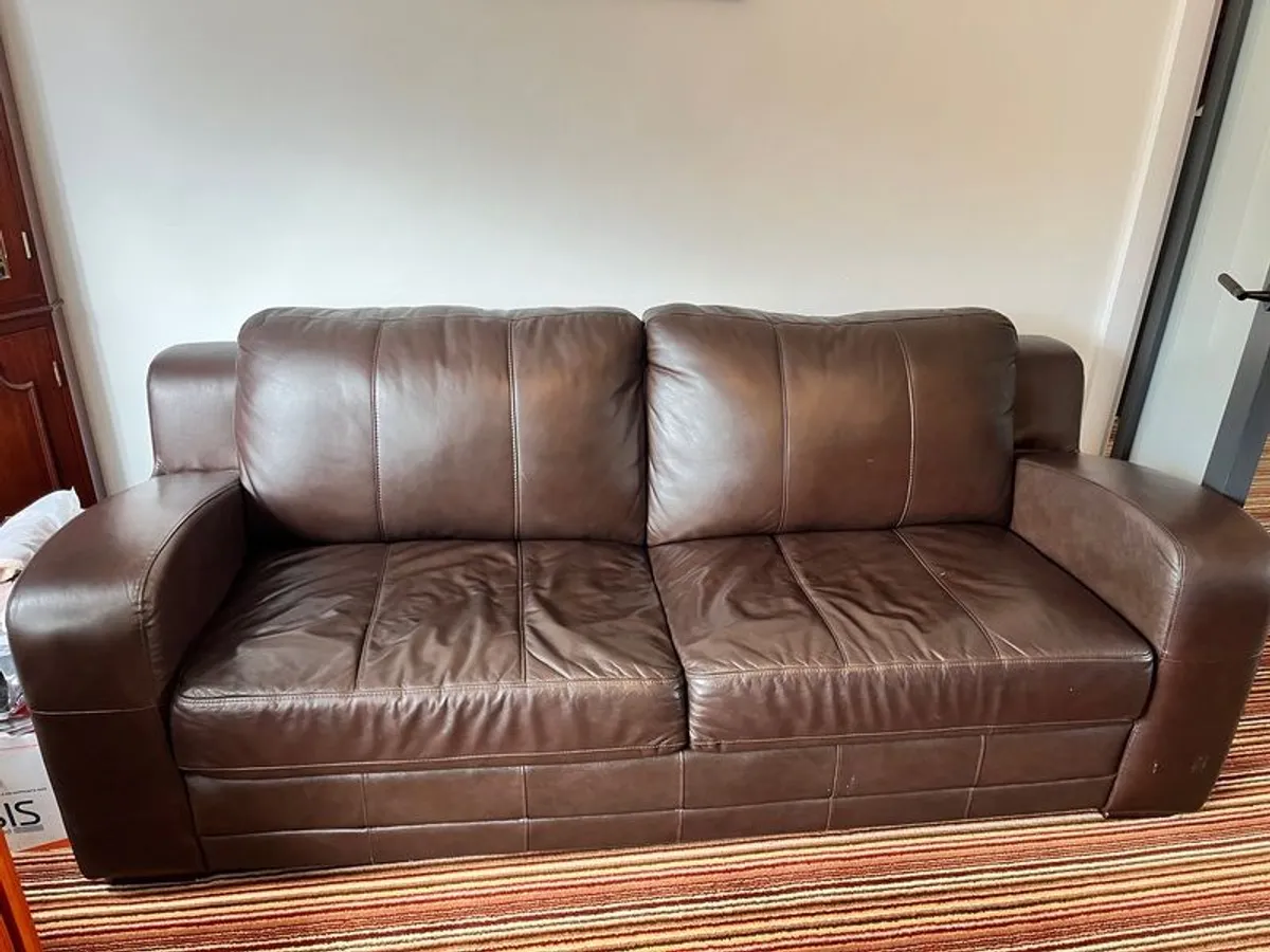 leather brown sofa - Image 1