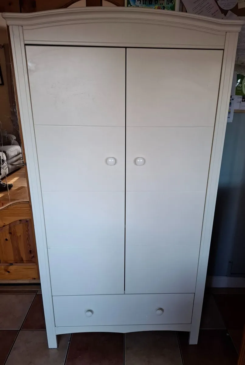 Kids wardrobe with deep drawer, cream - Image 3