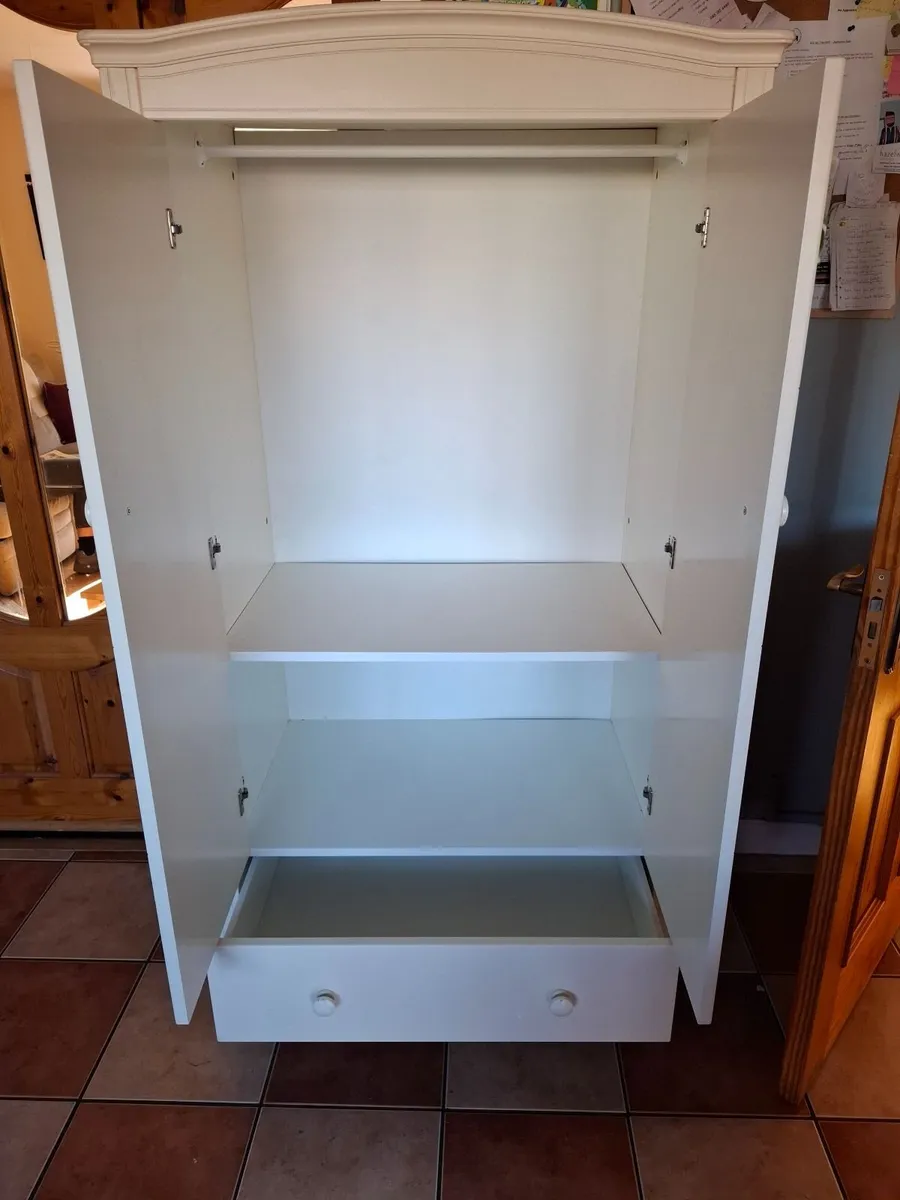 Kids wardrobe with deep drawer, cream - Image 4