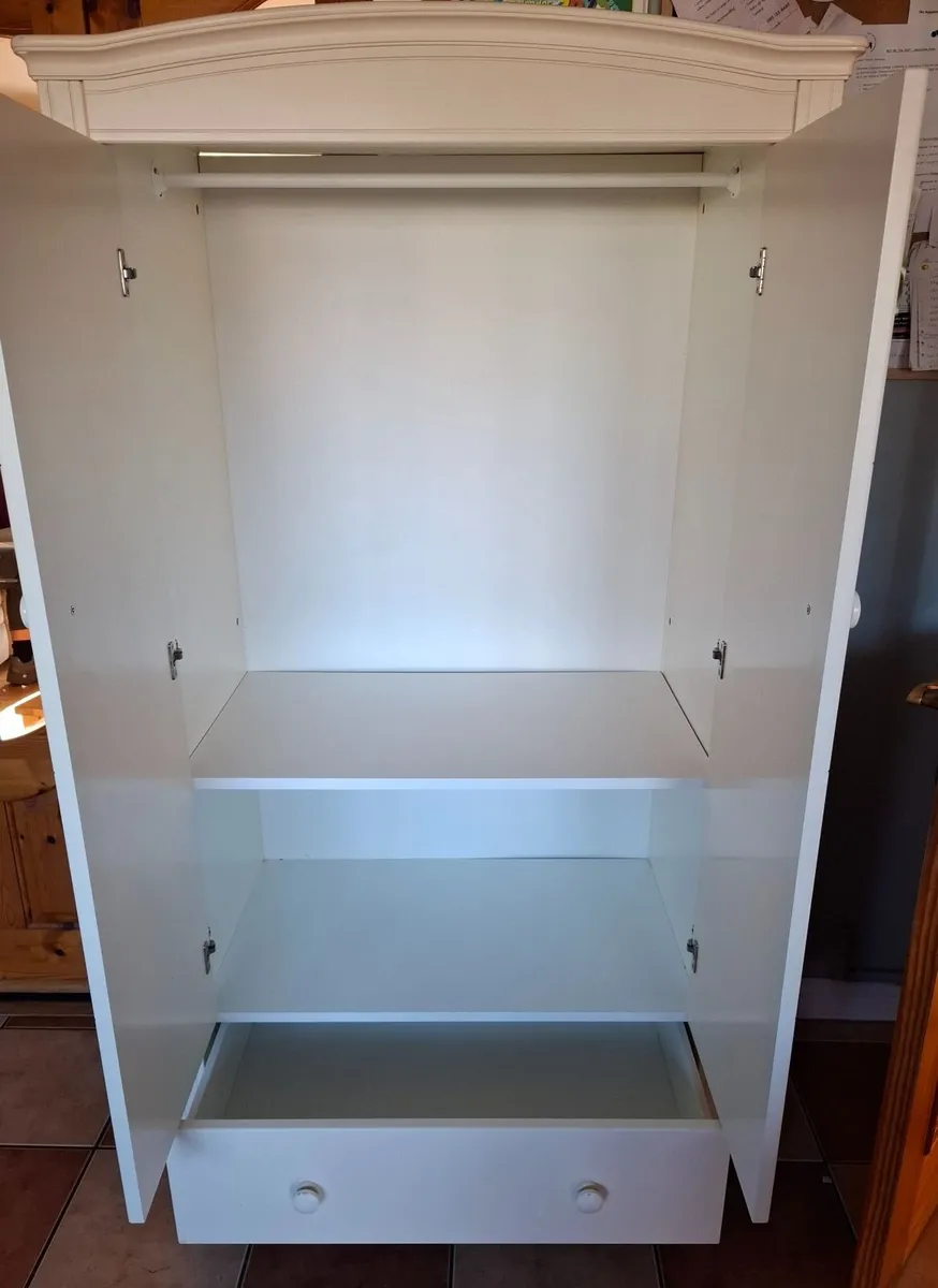 Kids wardrobe with deep drawer, cream - Image 2