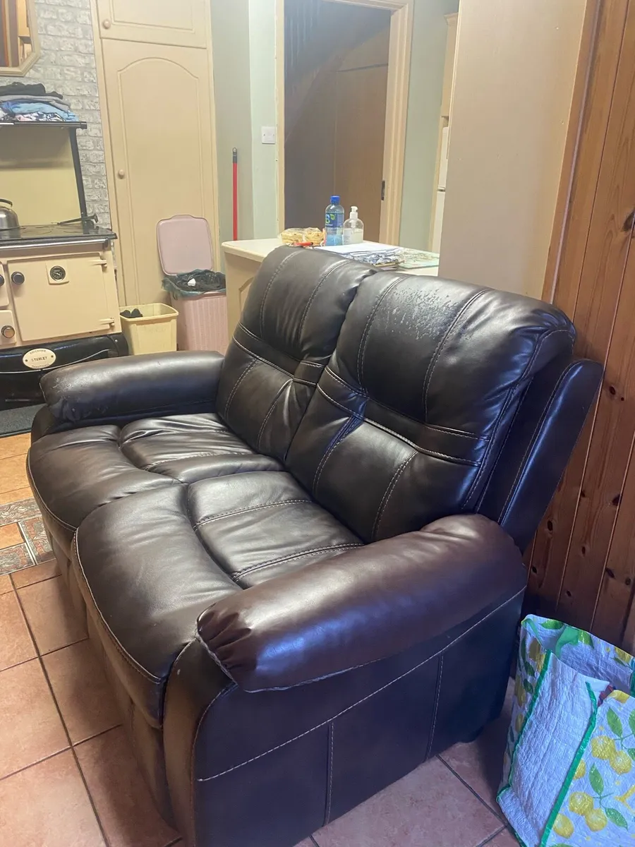 Brown 2 seater couch - Image 2