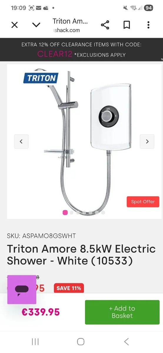Triton Amore Power Shower - Image 1