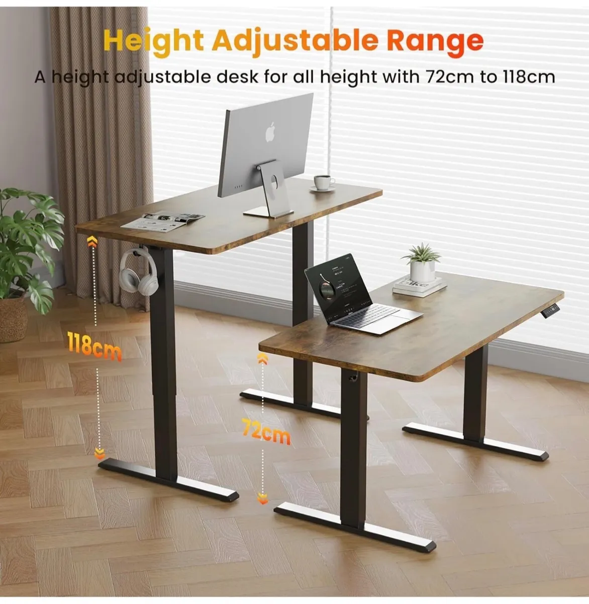 140 x 60 cm Standing Desk, Electric Height Adjusta - Image 1
