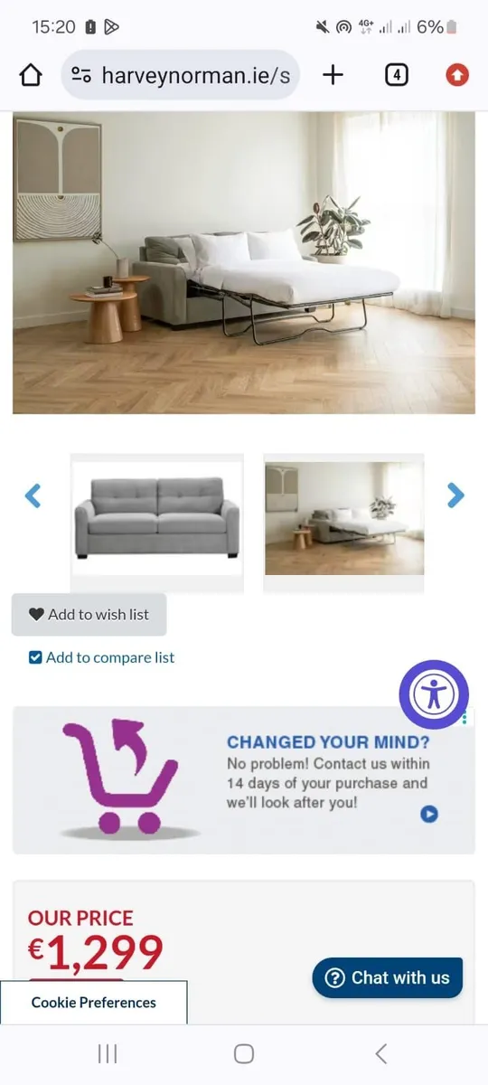 Harvey Norman sofa bed - Image 1