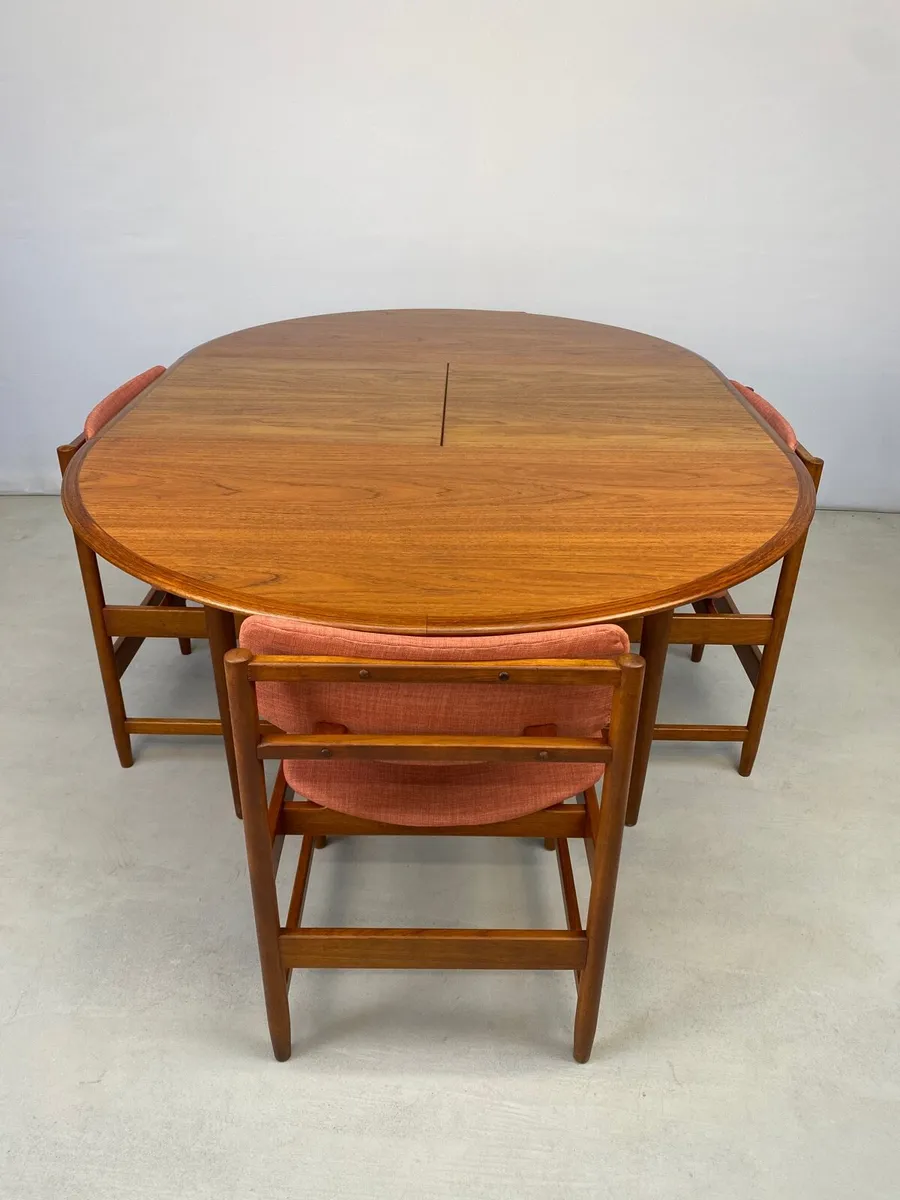 Mid Century Danish Teak Table & Chairs - Image 4