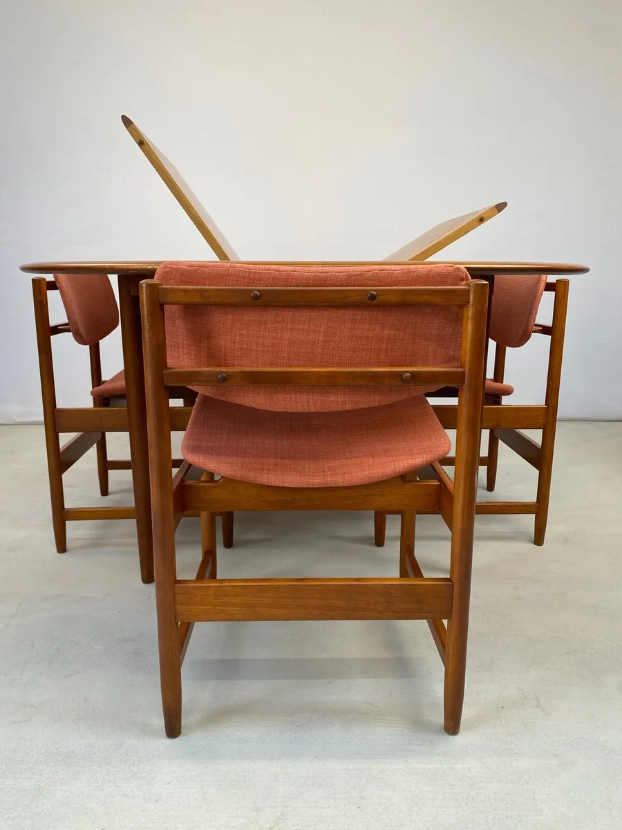 Rare Mid century Danish Dining Table & Chairs - Image 3