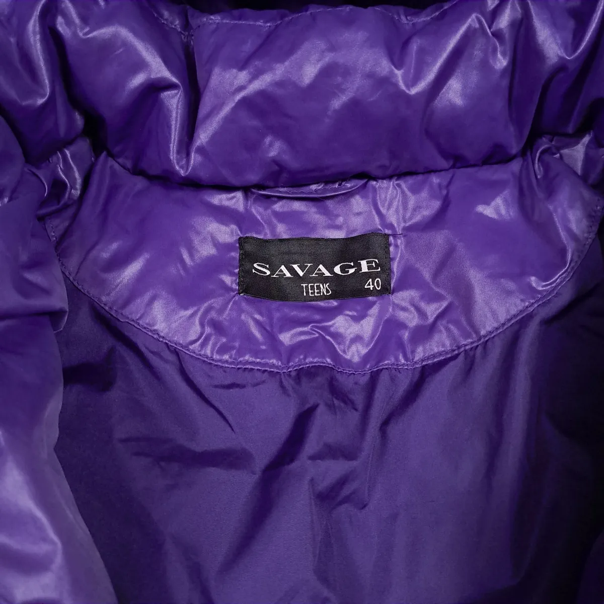 Savage Violet Purple Down Puffer Coat Jacket 8UK - Image 3