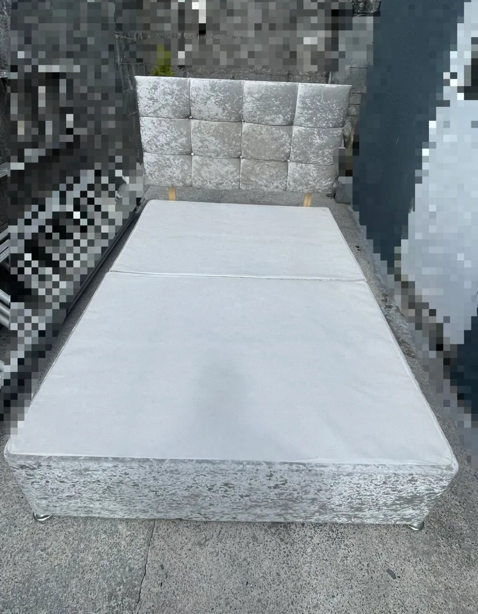 Grey crushed velvet bed