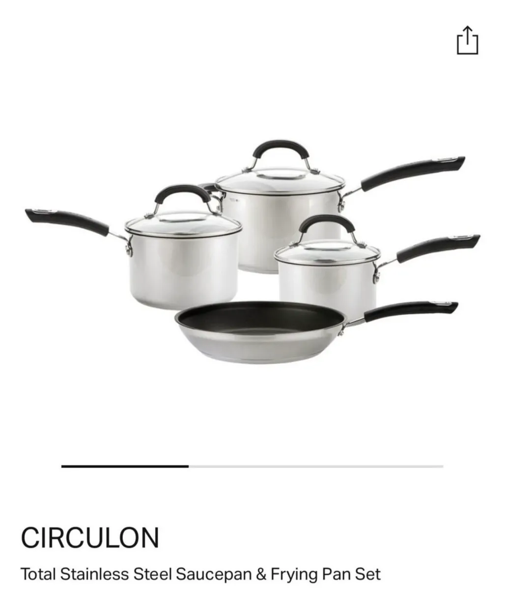 Stainless Steel Saucepan + Frying Pan + Lids Set - Image 1