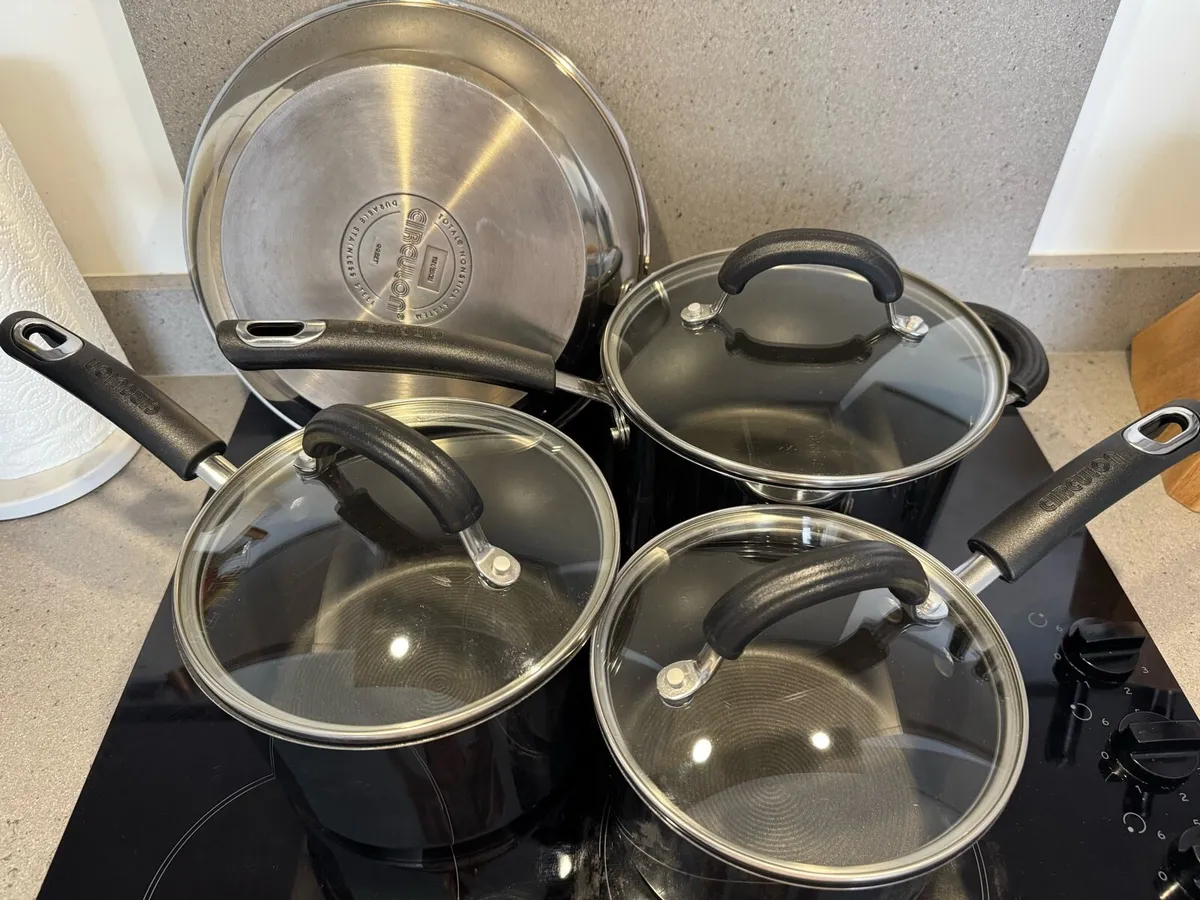 Stainless Steel Saucepan + Frying Pan + Lids Set - Image 3