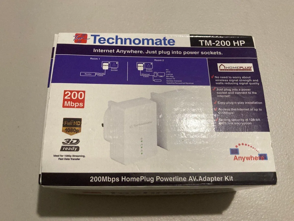200 Mbps Homeplug powerline AV adapter kit - Image 1