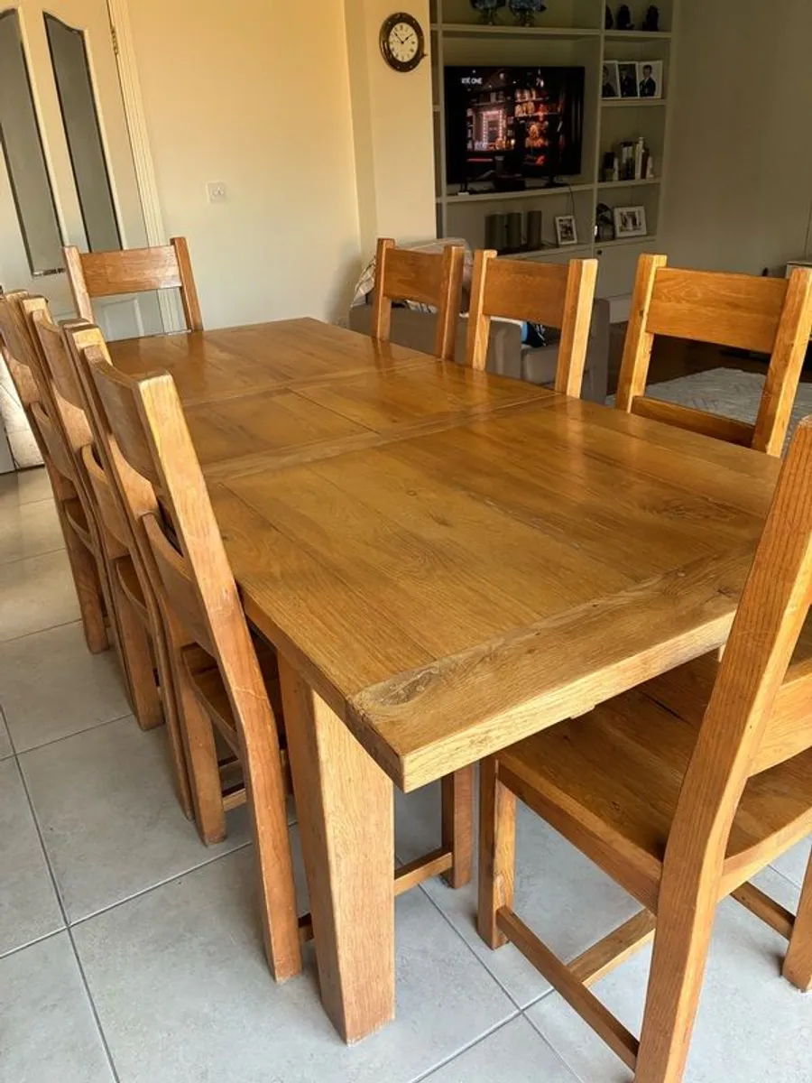 Solid Wood Dining Table & 8 Chairs - Image 3