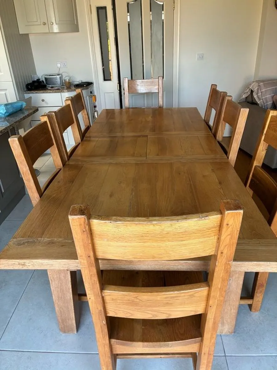 Solid Wood Dining Table & 8 Chairs - Image 4