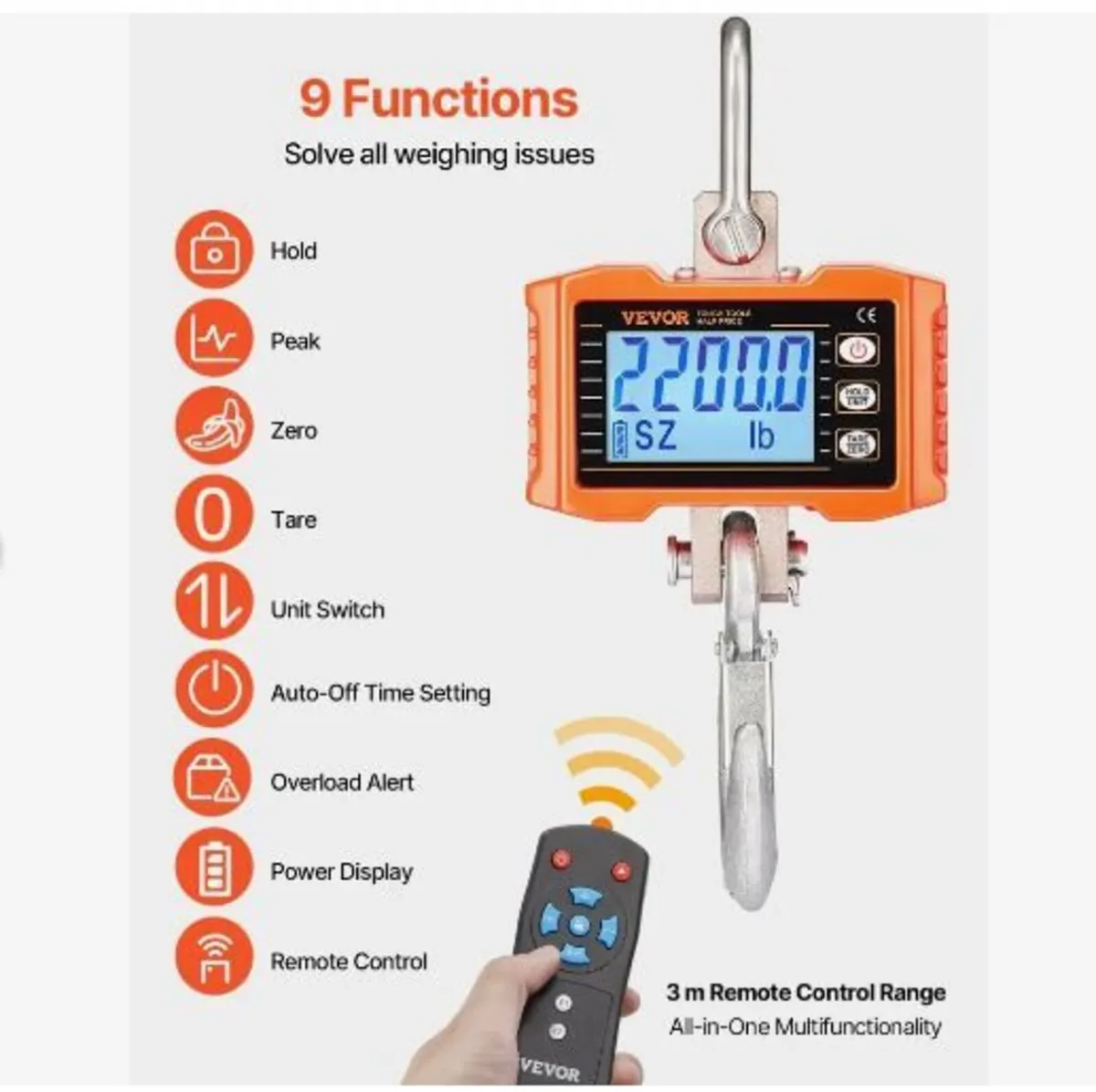 Digital Crane Scale, 2200 lbs/1000 kg - Image 3