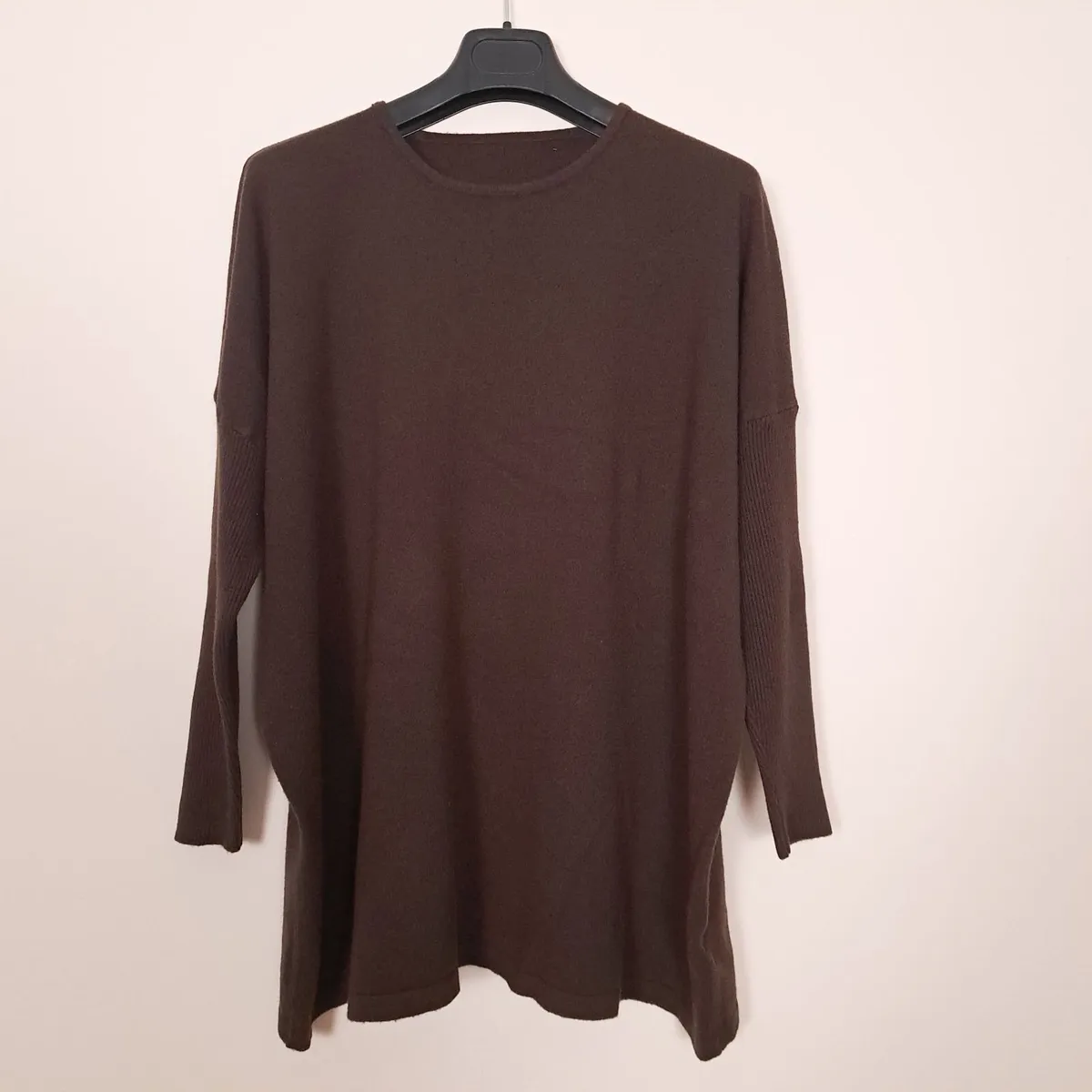 Chocolate Brown Oversized Batwing Jumper 14-16UK - Image 1