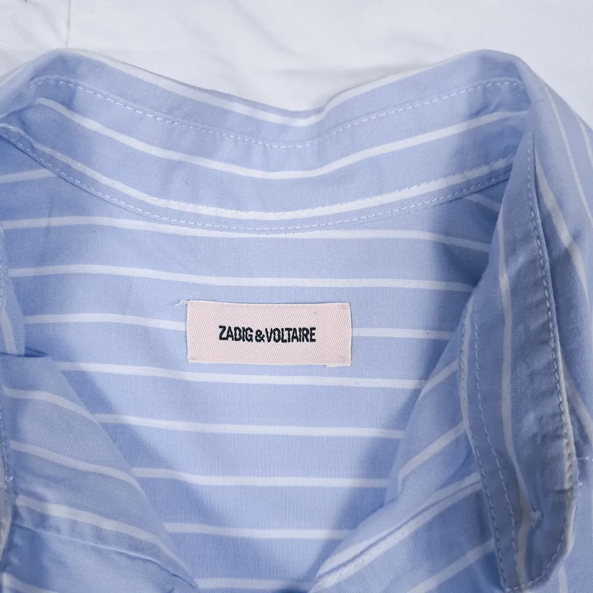 Zadig Voltaire Blue White Striped Graphic Shirt XS - Image 4