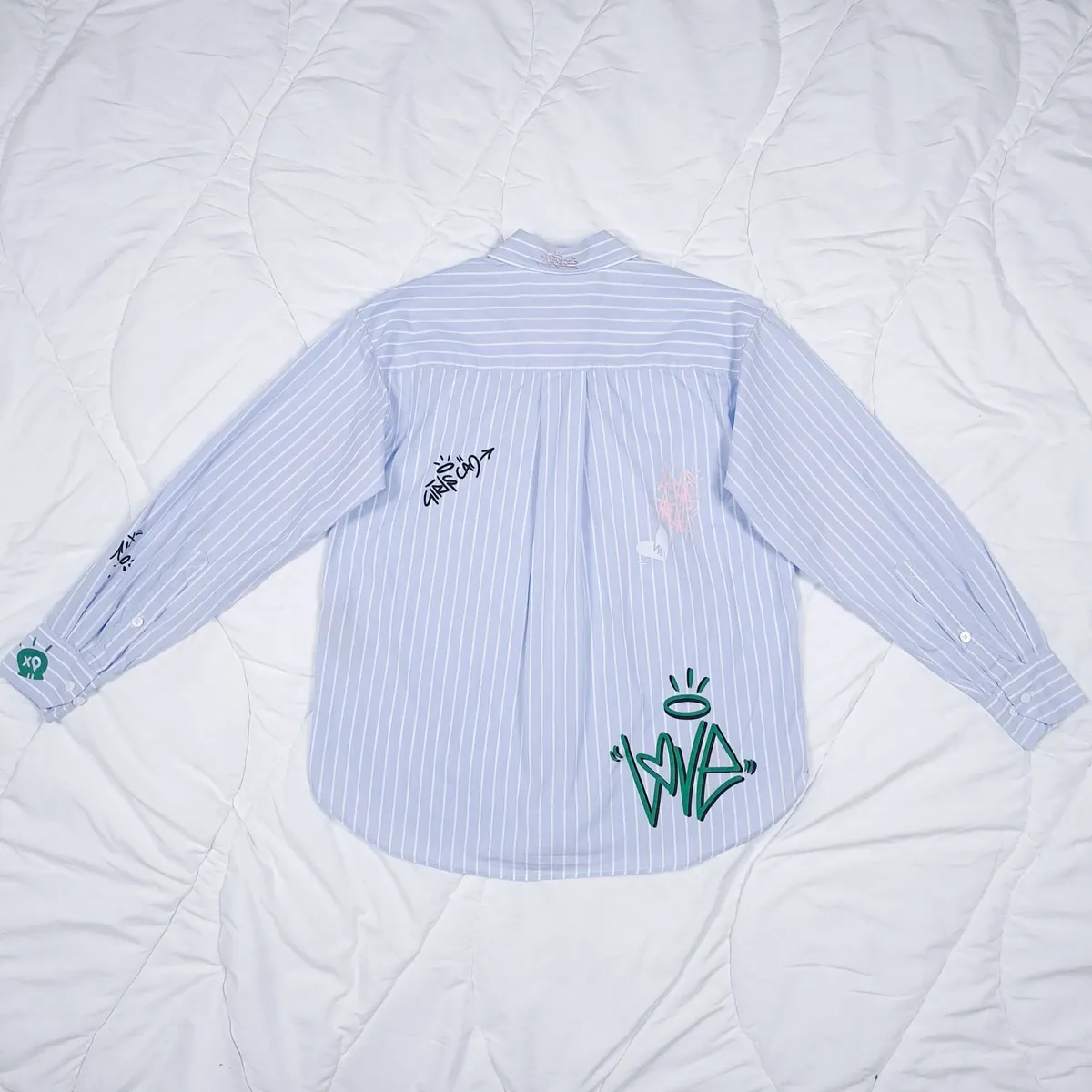 Zadig Voltaire Blue White Striped Graphic Shirt XS - Image 2