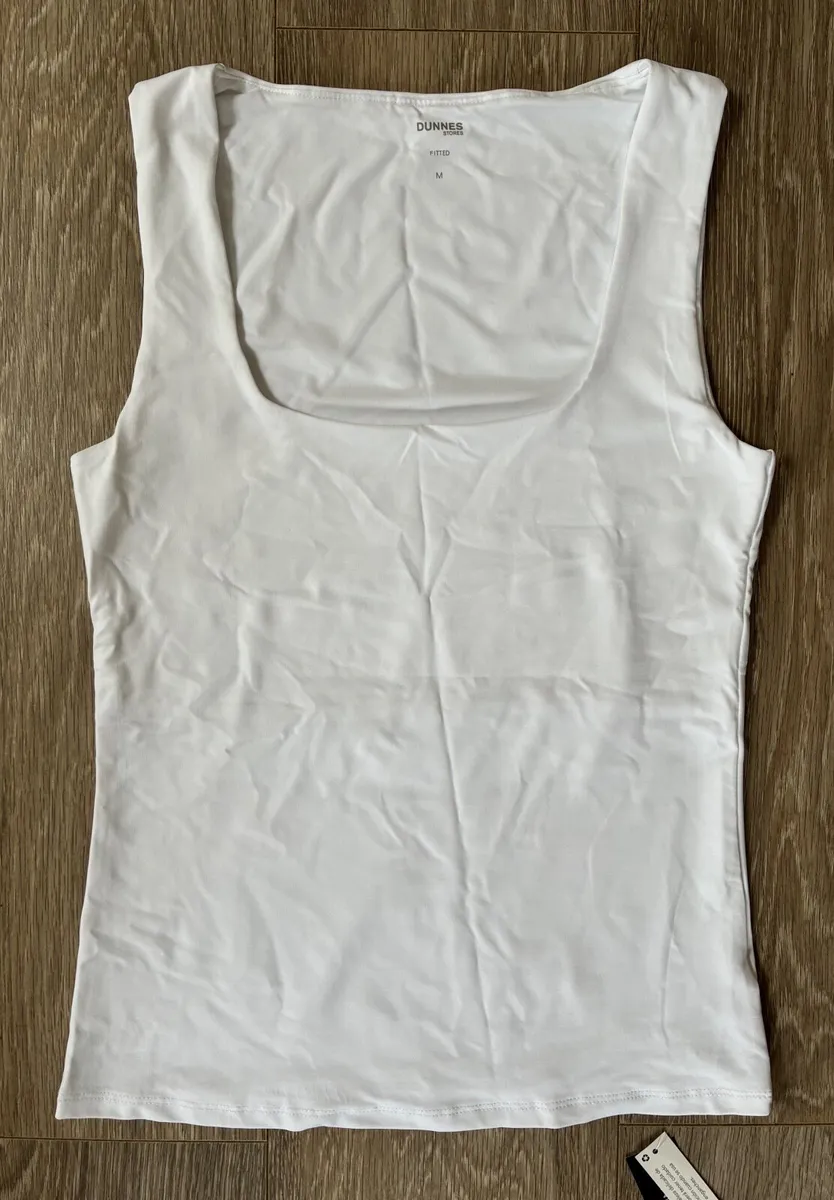 Ladies Satin Feel White Top - Square Neck Tank Top