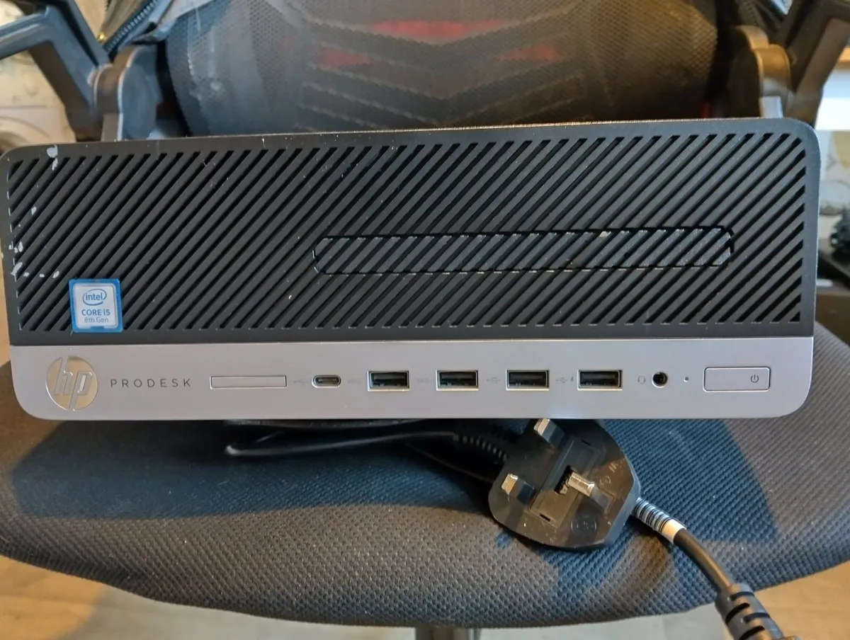 HP ProDesk 600 G4 SFF (i5 8th Gen) and power cable - Image 1