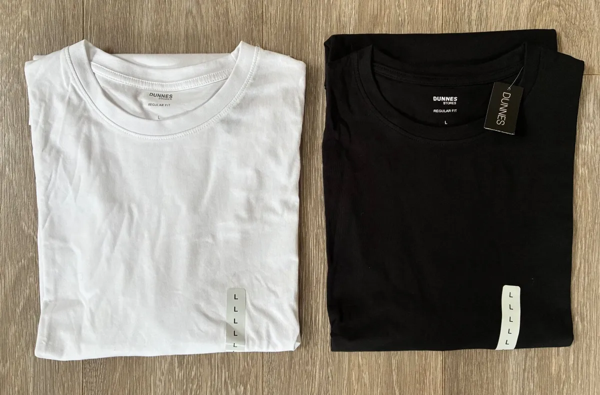 NEW Men's Crew Neck White & Blavk T-shirt: L