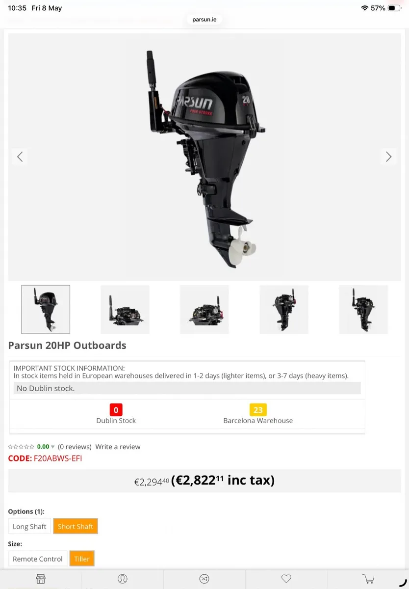 Brand new 20 hp Parsun short shaft Outboard engine - Image 3