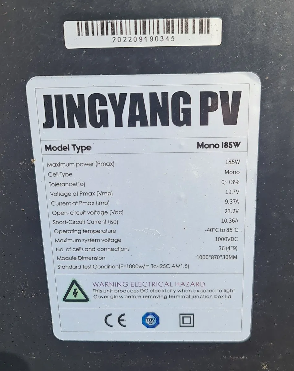 4x Solar Panel 185W Mono - Campervan/Off-Grid Proj - Image 1