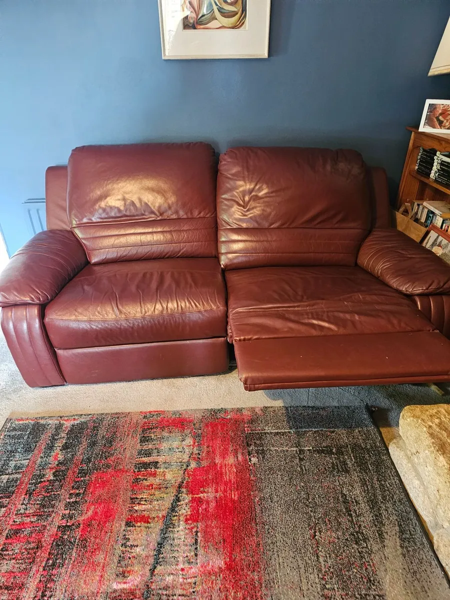 Burgundy Leather Recliner Sofa – 2 Seater - Image 1