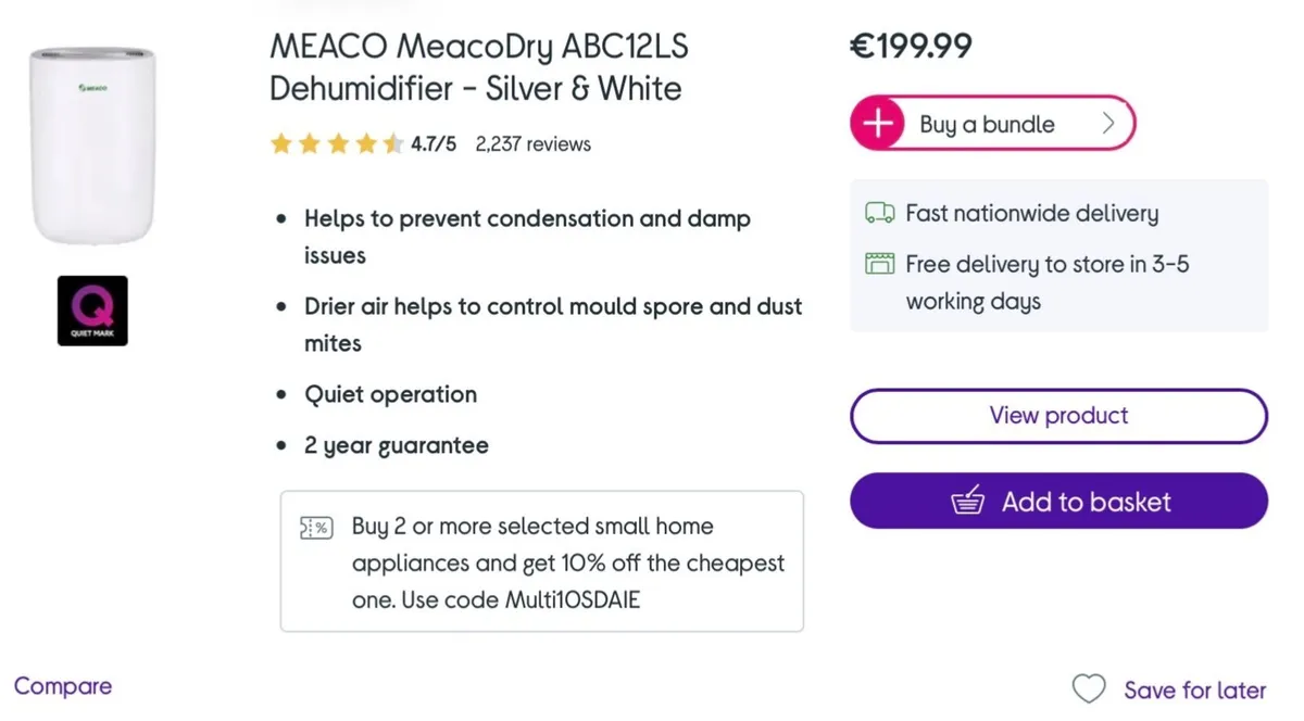 Meaco  Ac12LS Air dehumidifier used 2 times - Image 2