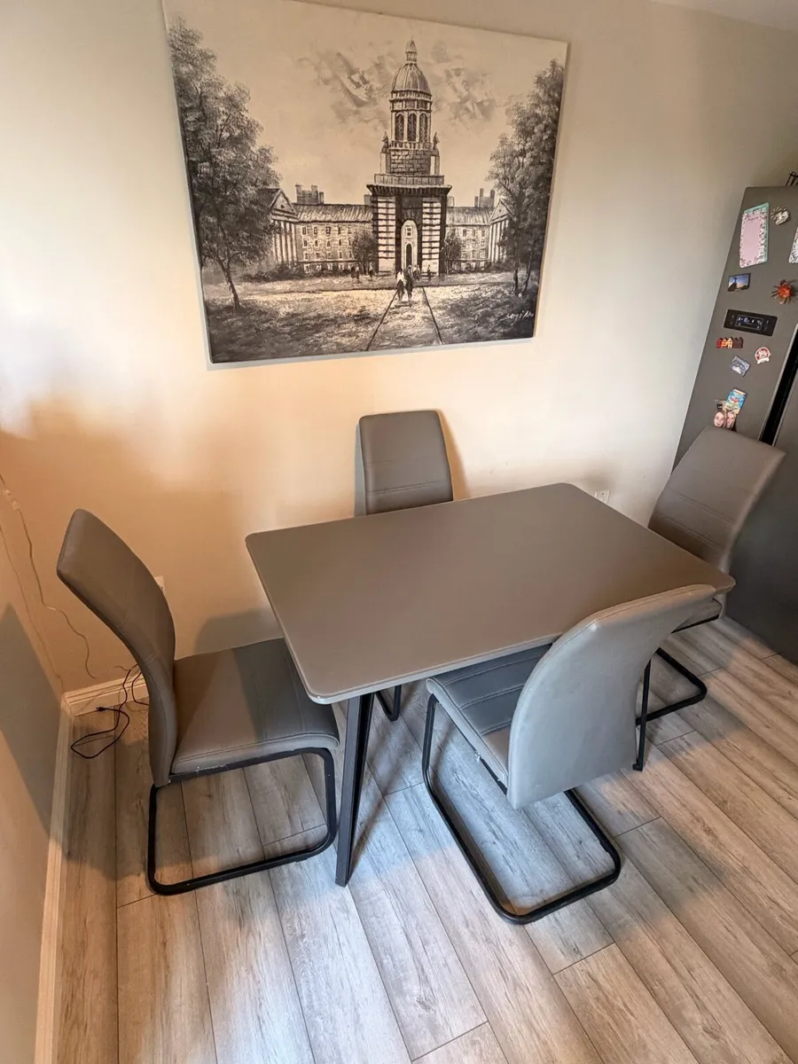Tempered Glass Dining Table x4 Chairs - Image 1